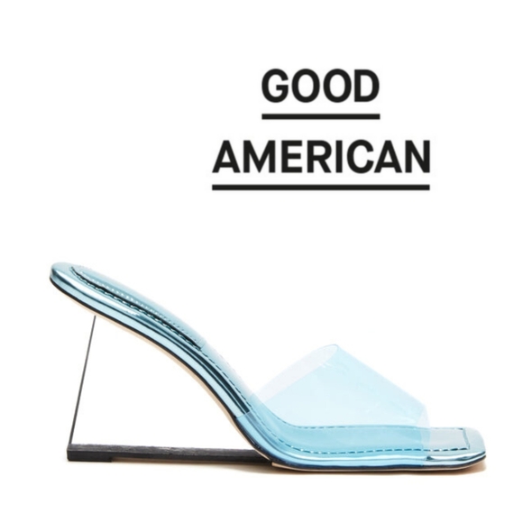 GOOD AMERICAN- CINDER-F*CKING-RELLA SQUARE TOE MULES- BLUE004 - Size 10 - Picture 5 of 7